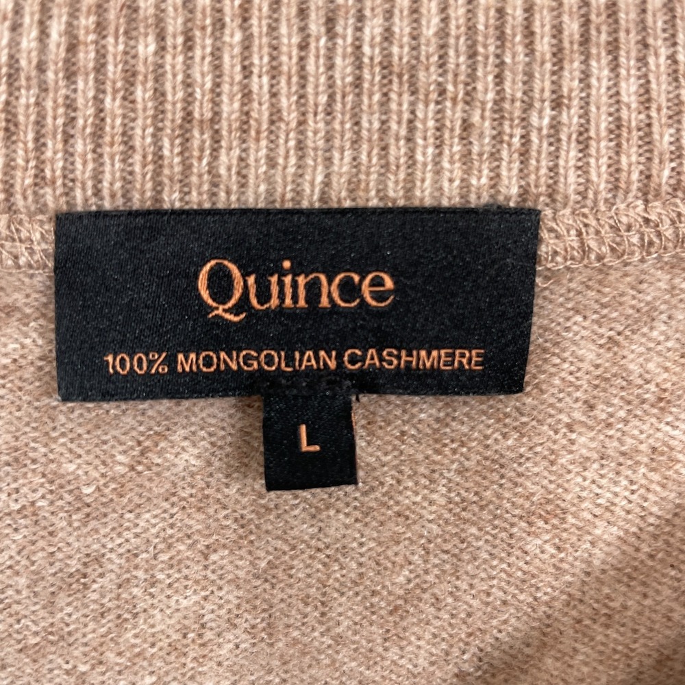 Quince Women's Large 100% Mongolian Cashmere Crewneck Sweater Oatmeal Tan - Picture 3 of 7